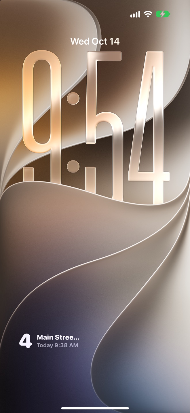 An iPhone Lock Screen with the Parking Floor widget under the wallpaper: floor 4, Main Street Garage, today 9:38 AM.